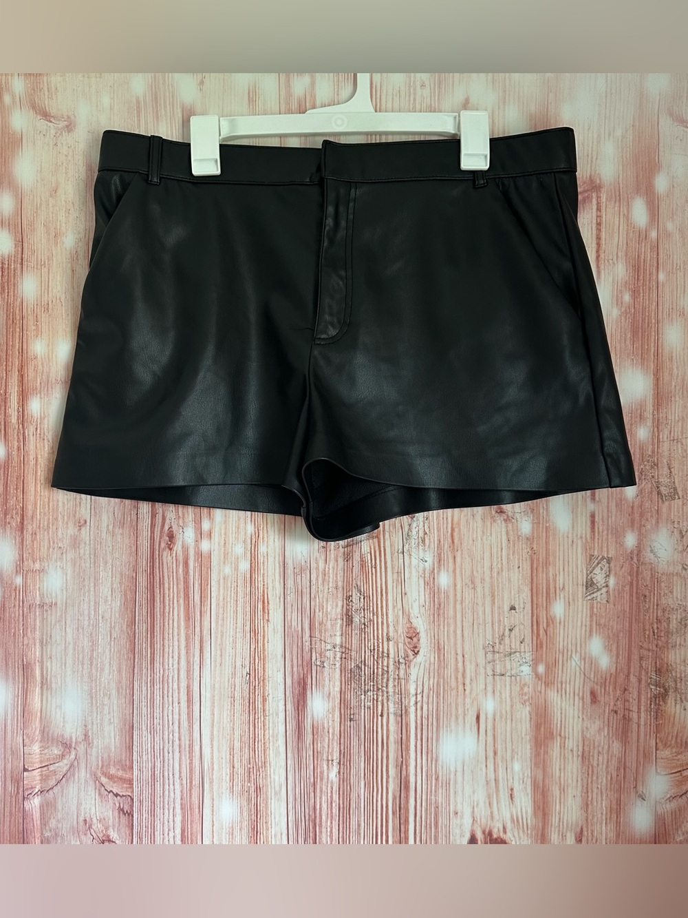 Zara Black Faux Leather Flat Front Dressy 2” Inseam Shorts Size XXL